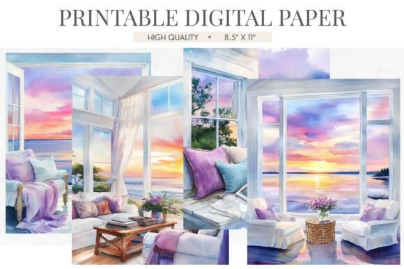 Download Coastal Sunset Living Room Junk Journal - Sunset Collection