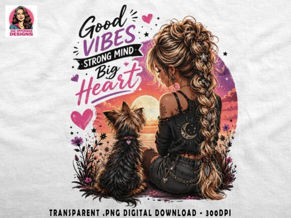 Download Good Vibes Strong Mind | Yorkie Sunset - Sunset Collection