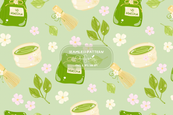 Download Matcha Addict Seamless Pattern JPG PNG - Premium Resources
