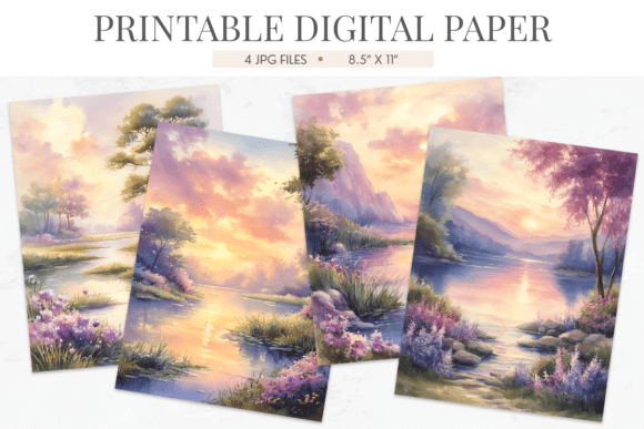 Download Pastel River Sunset Junk Journal Papers - Premium Bundle