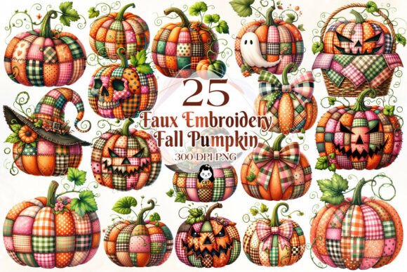 Download Faux Embroidery Fall Pumpkin Clipart - Fall pumpkin clipart Collection