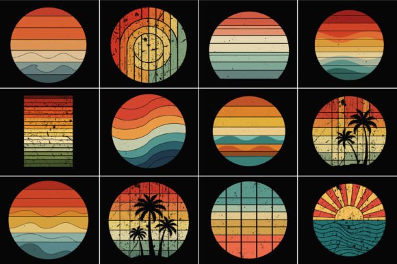 Download Retro Sunset Striped Background Bundle - Sunset Collection